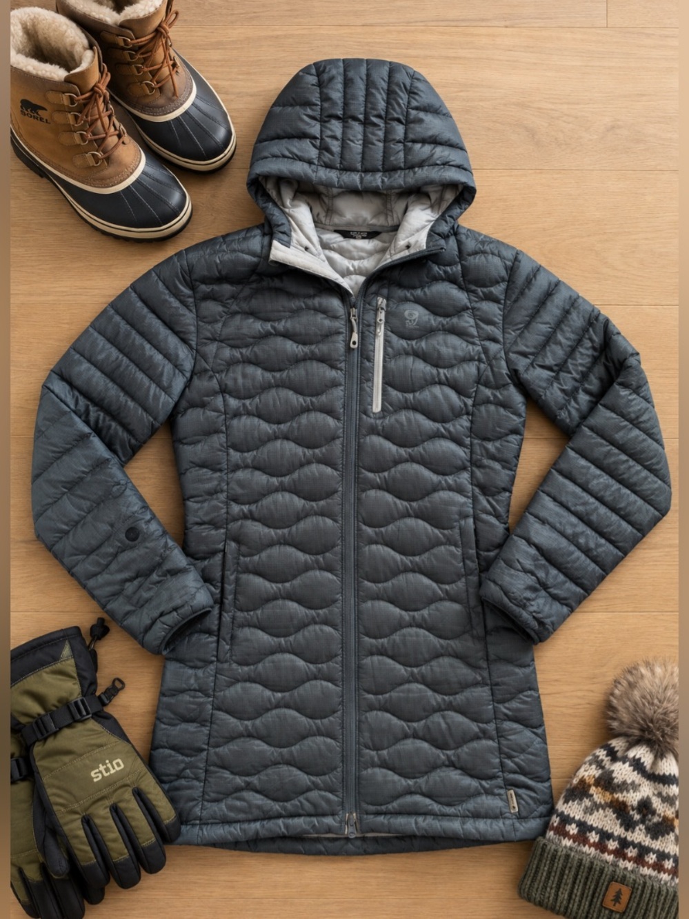 Mountain Hardwear Nitrous 800 Fill Down Hooded Parka Women’s XS 2/4 Gray